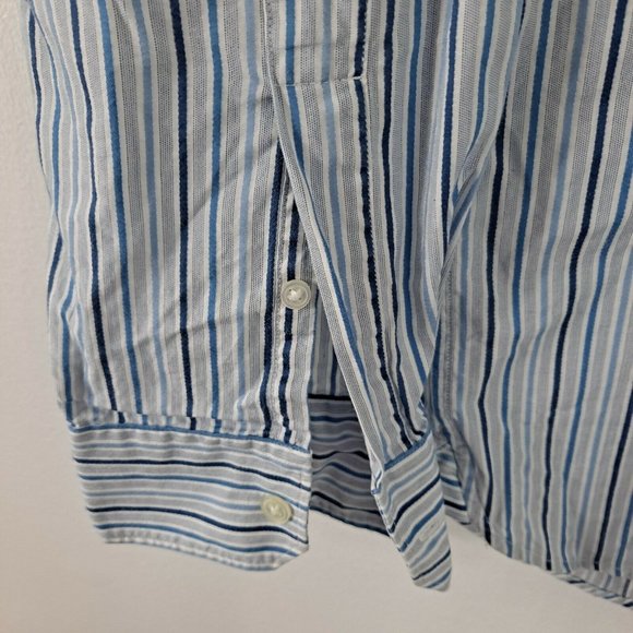 Michael by Michael Kors  Men's Button Down Long Sleeve Shirt Navy Blue White XL - Picture 5 of 8